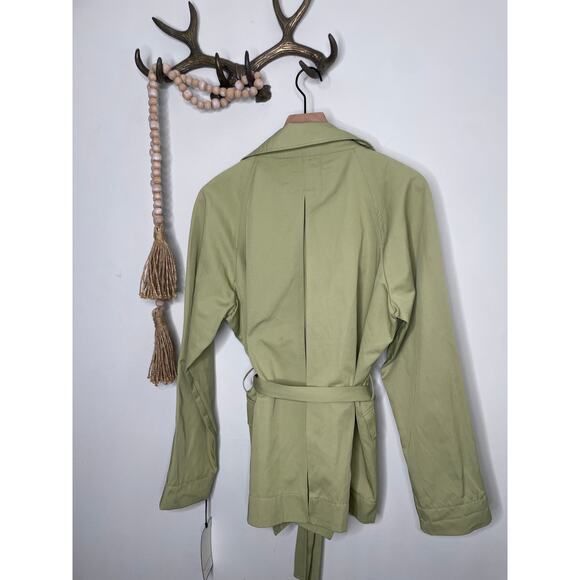 Bagatelle Trench Coat Size Large Green Sage Wrap Jacket - Picture 6 of 10